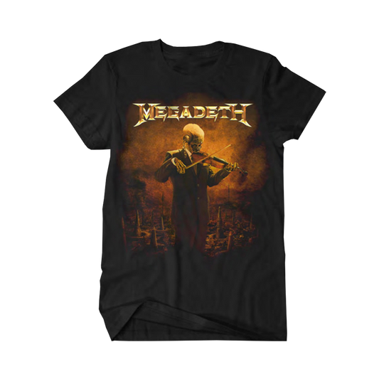 Official Megadeth Merchandise. 100% cotton unisex t-shirt featuring graphics inspired by the song "Symphony Of Destruction" from Megadeth's fifth studio album Countdown To Extinction.