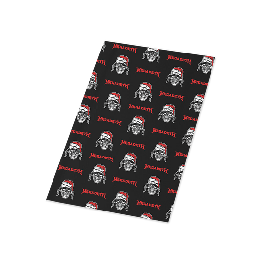 Official Megadeth Merchandise. Four 24” x 36” full color sheets of premium wrapping paper featuring an allover Santa Vic print.