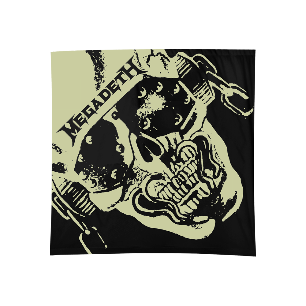 Official Megadeth Merchandise. 100% cotton bandana featuring an all over print of Vic.